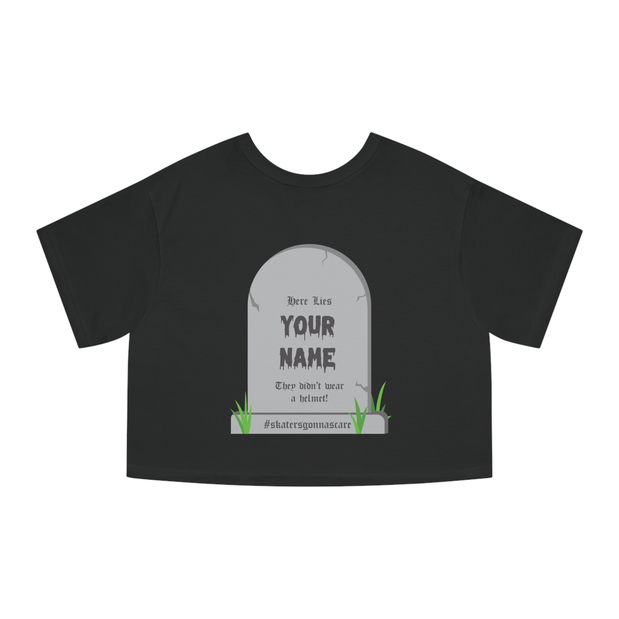 Spooky Cropped Tee w/ Personalized Gravestone (Women's Sizing)