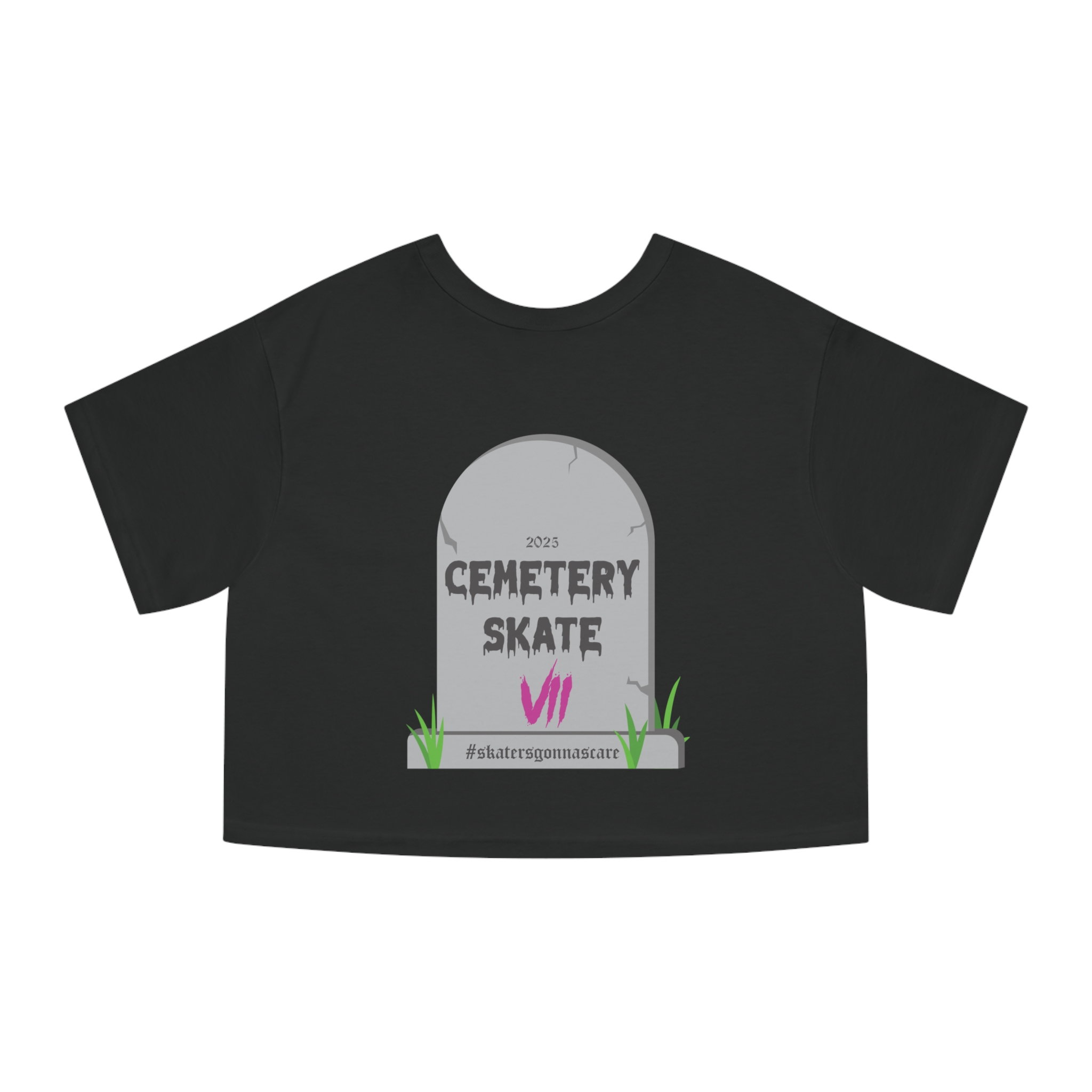 Spooky Cropped Tee w/ Cemetery Skate VII Gravestone (Women's Sizing) - Image 2